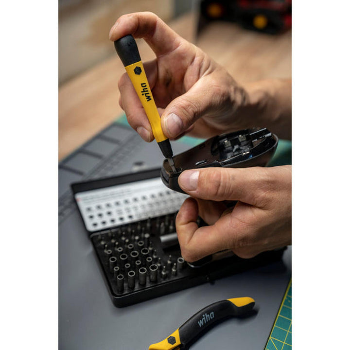 Wiha Tools 75965 Precision Micro Bit Ratchet Steel Storage Box, 65-Piece