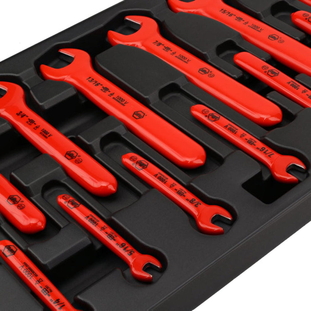 Wiha Tools 20194 Insulated Open End Inch Wrench Set w/ Tray, 13 Pc.