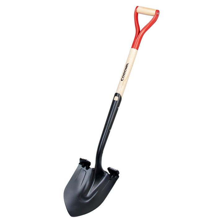 Corona SS16101 Boron Steel 14-Gauge Round Point Shovel, D Grip Hardwood Handle