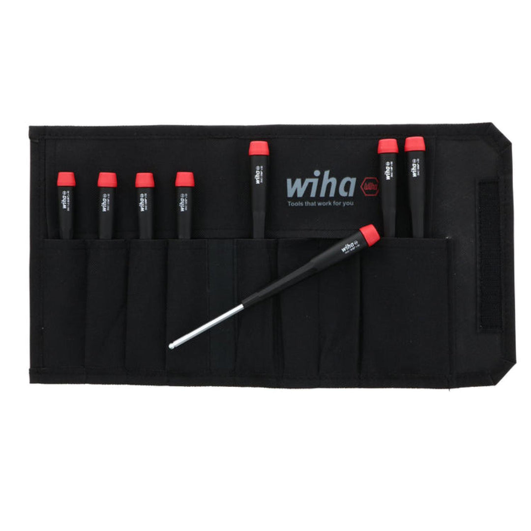 Wiha Tools 26499 Precision Ball End Hex Inch Screwdriver w/ Canvas Pouch, 8 Pc.
