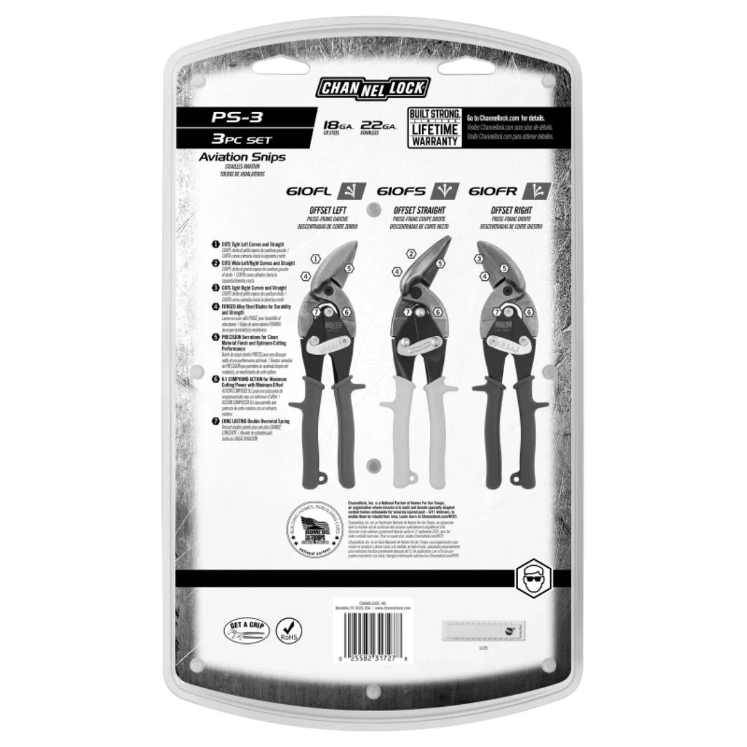Channellock PS-3 3pc Aviation Snip Set