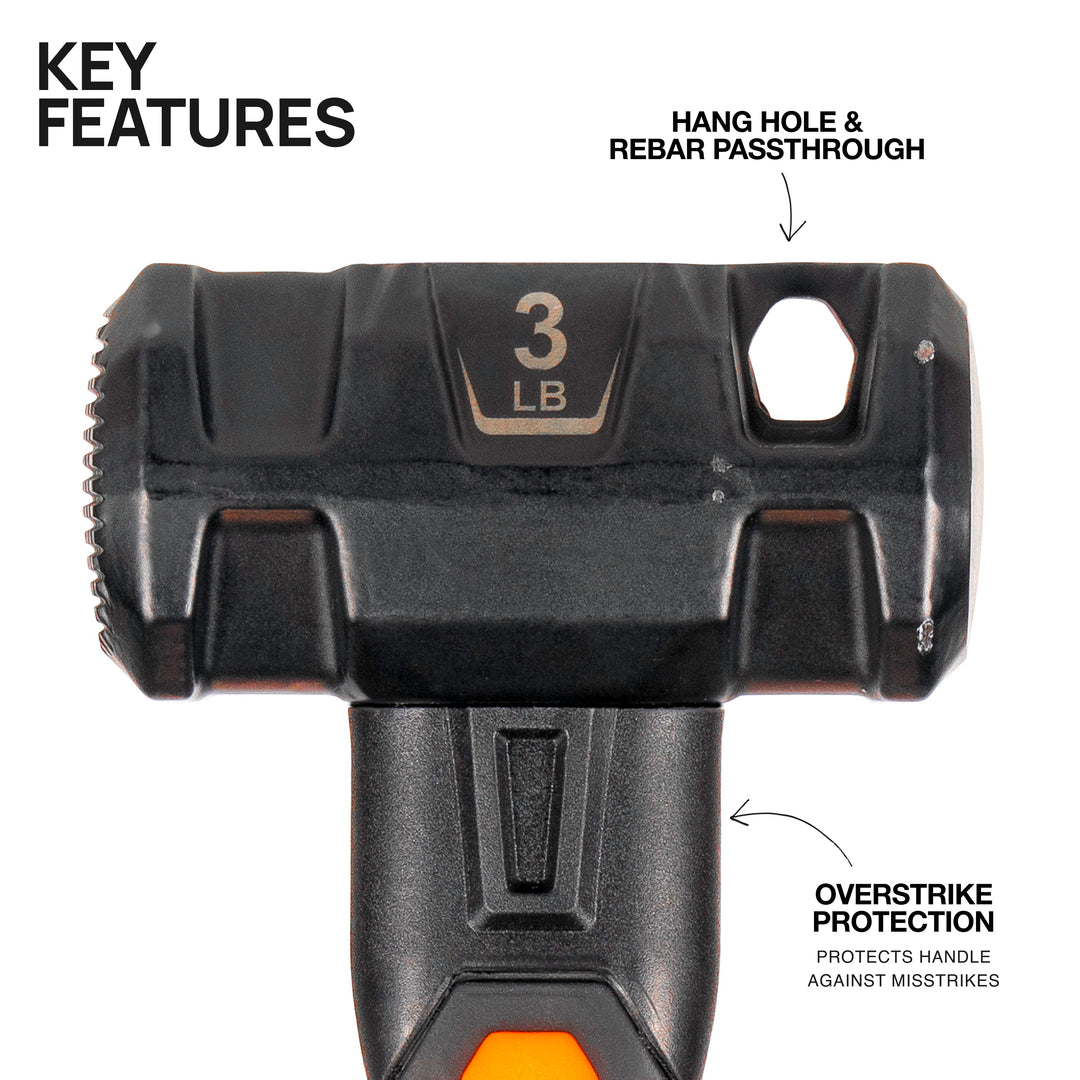 Klein Tools H80693 Dual-Faced Fiberglass Handle Hammer, 3-Pound