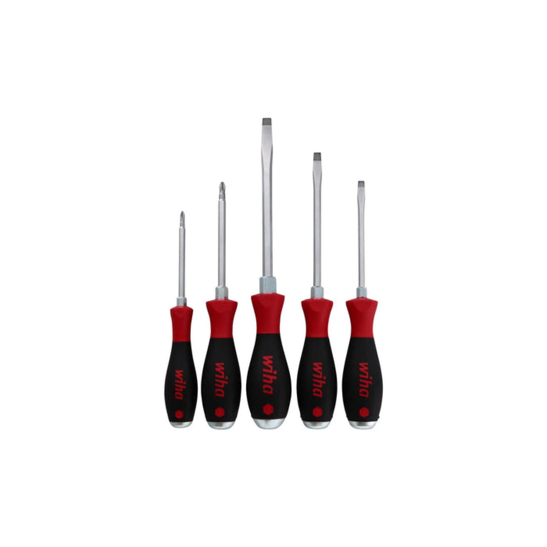 Wiha Tools 53090 SoftFinish Extra Heavy Duty Slotted 5.5mm, 6.5mm, 8.0mm/Phillips #1, #2 5 Piece Set