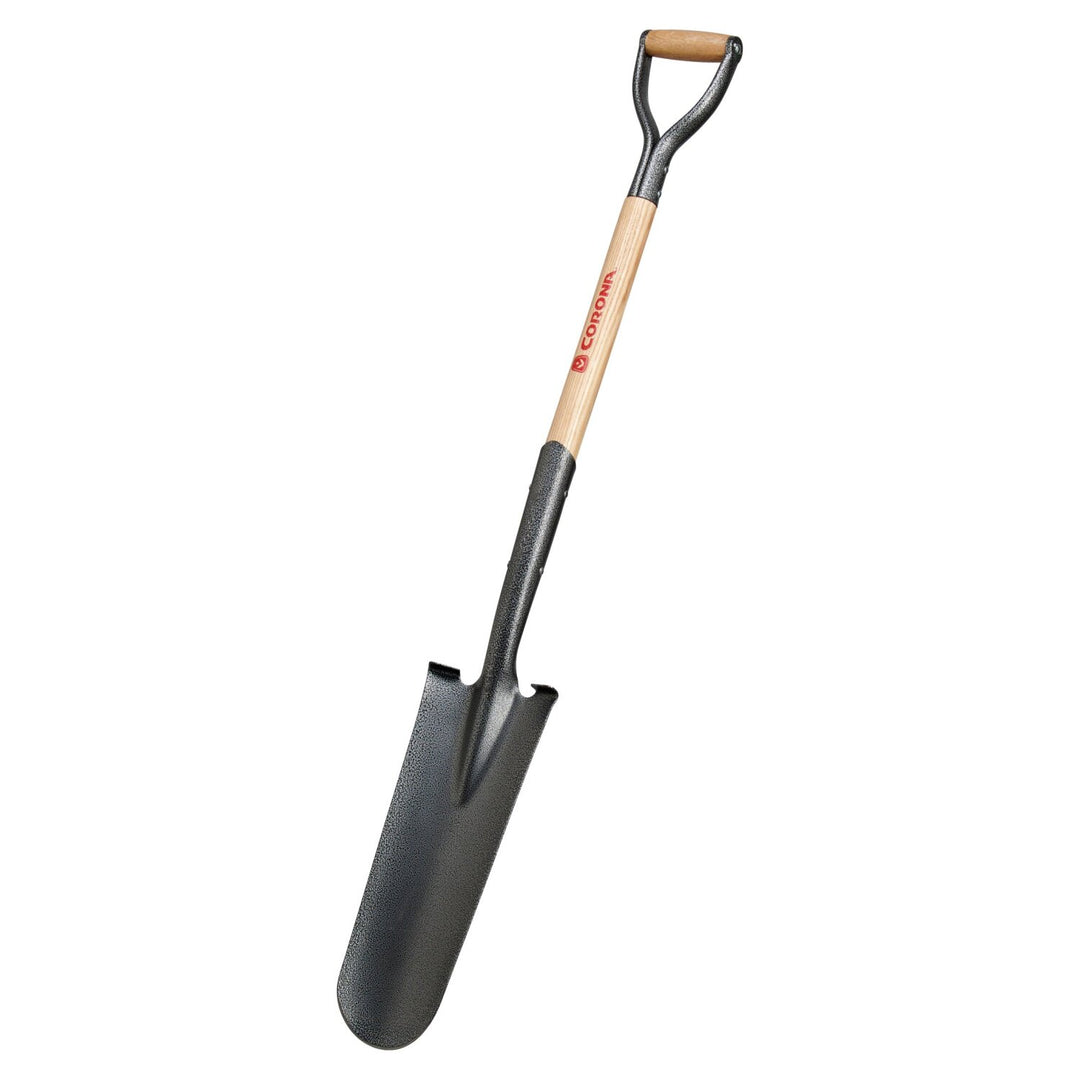 Corona SS 62010 Closed-Back Drain Spade Shovel, 14-Gauge, 30 in. Wood D-Grip Handle