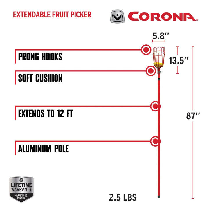 Corona FP 2312 Extendable Fruit Picker, 12 ft.