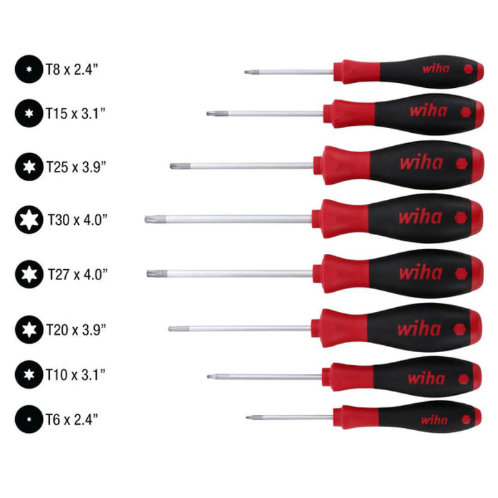 Wiha Tools 36294 SoftFinish TORX Screwdriver Set, T6 - T30, 8 Pc.