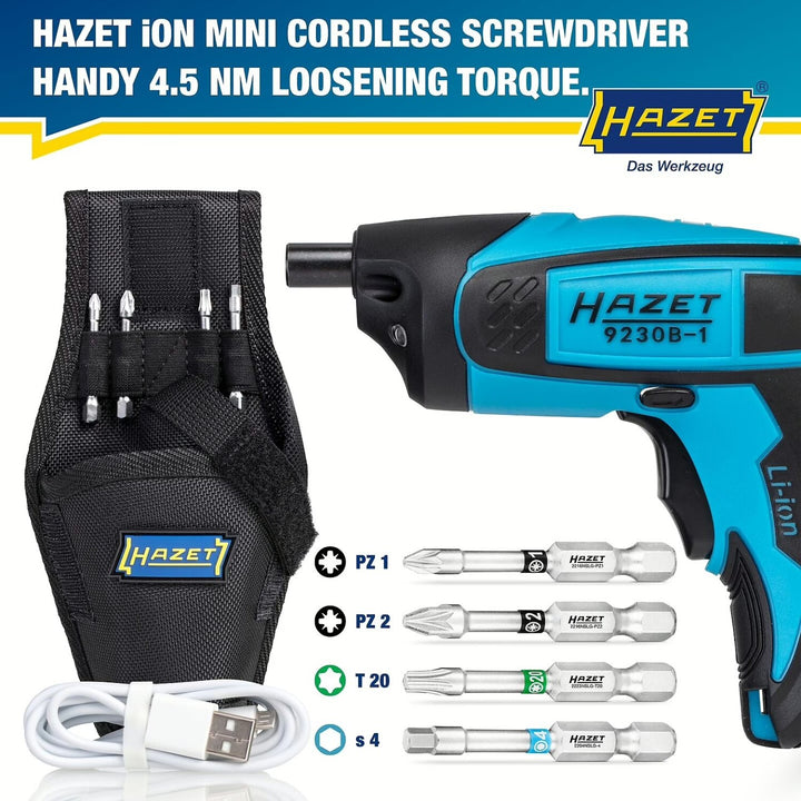 Hazet 9230B-1 Inside Torx Profile Pozidriv profile PZ ∙ Inside hexagon profile ∙ 1/4 inch Cordless Screwdriver bit set Mini 4.5 Nm