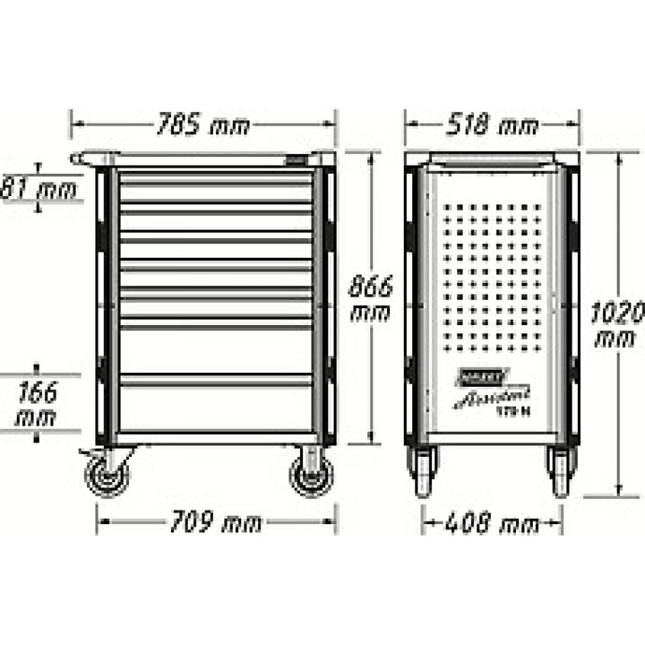 Hazet 179NX-8/314 Tool trolley 314-pieces ∙ 8 Drawers total