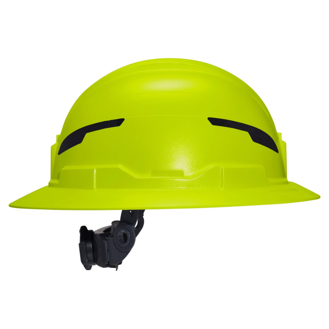 Klein Tools 60910T2 Class E Type-2 Hard Hat, Non-Vented Full Brim Style with Strap, High Visibility Lime