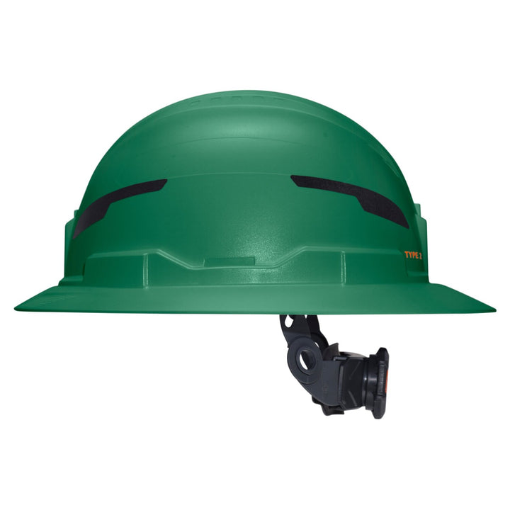 Klein Tools 60940T2 Class E Type-2 Hard Hat, Non-Vented Full Brim Style with Strap, Green