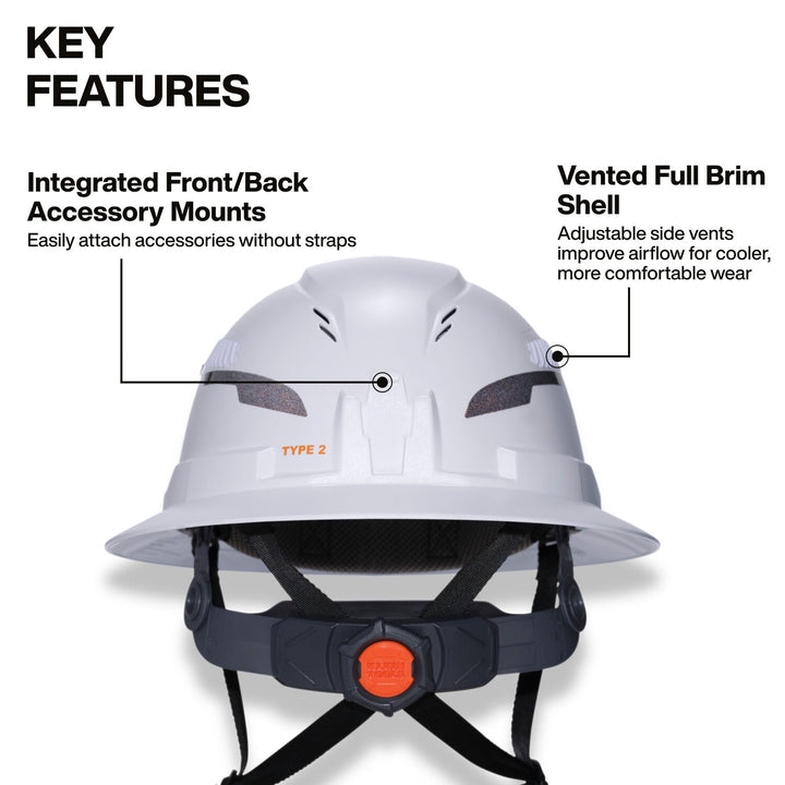 Klein Tools 60864T2 Class C Type-2 Hard Hat, Vented Full Brim with Strap, Gray