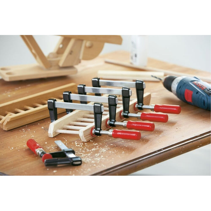 Bessey LM2.008 Clamp, woodworking, F-style, zinc jaws, swivel pads, 2 In. x 8 In., 330 lb