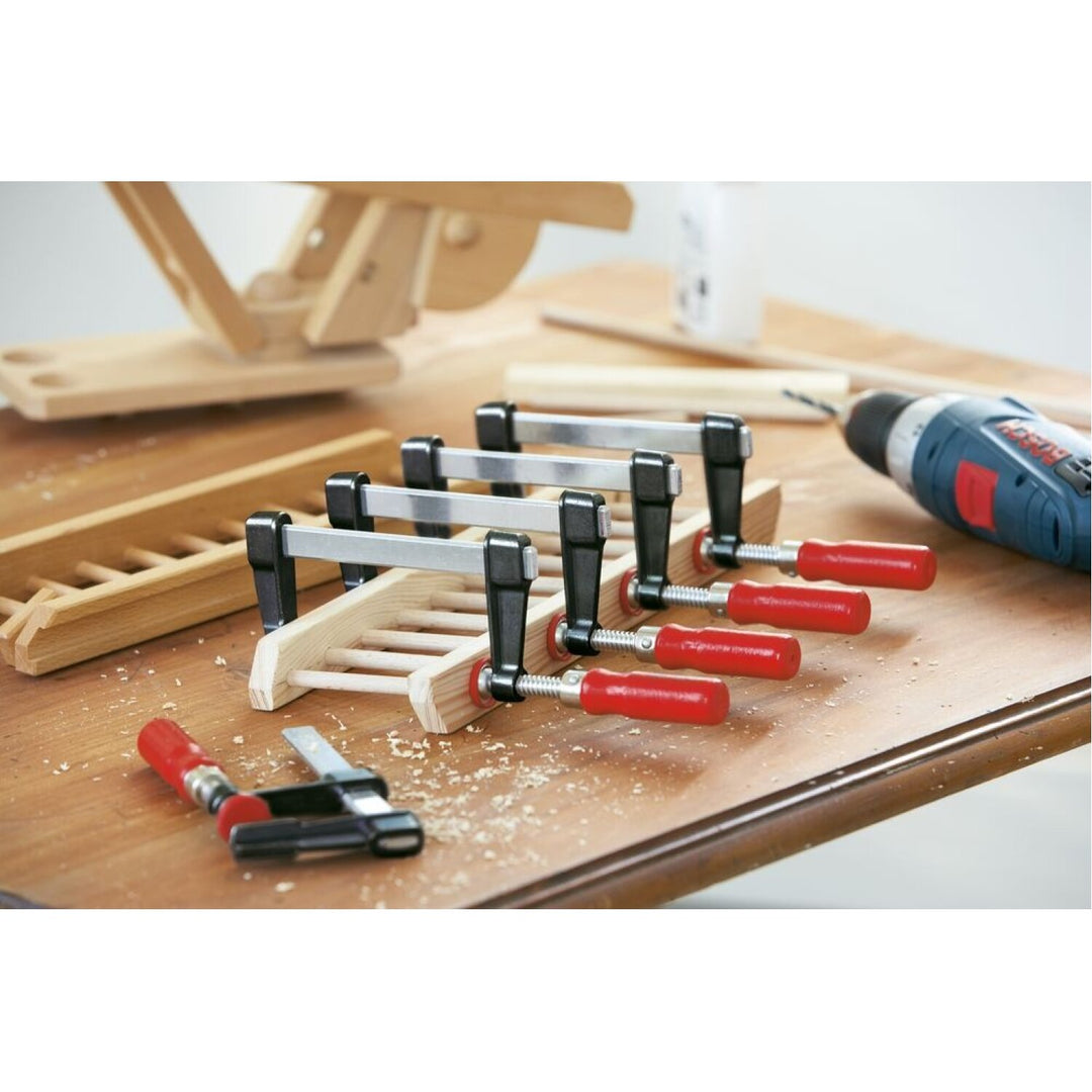 Bessey LM2.004 Clamp, woodworking, F-style, zinc jaws, swivel pads, 2 In. x 4 In., 330 lb