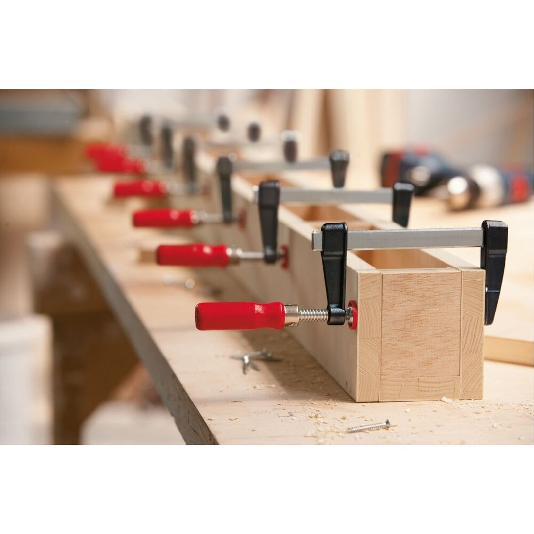 Bessey LM2.008 Clamp, woodworking, F-style, zinc jaws, swivel pads, 2 In. x 8 In., 330 lb