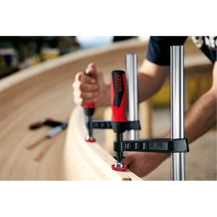 Bessey TG4.518+2K Clamp, woodworking, F-style, 2K handle, replaceable pads, 4.5 In. x 18 In., 1000 lb