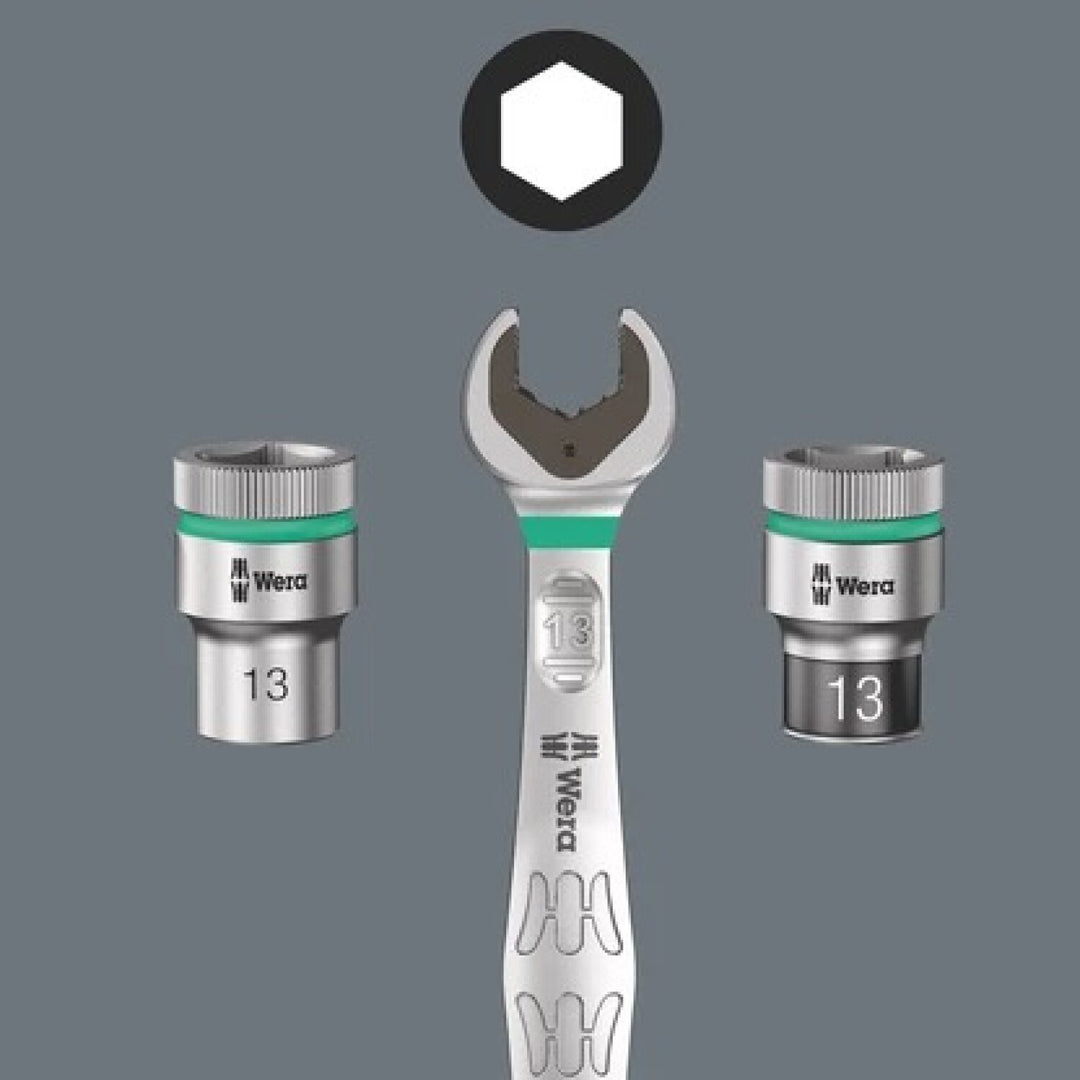 Wera 05004022001 8100 Sa 13 Zyklop Comfort Ratchet Set, Reversing Lever, 1/4" Drive, Metric, 15 Pieces