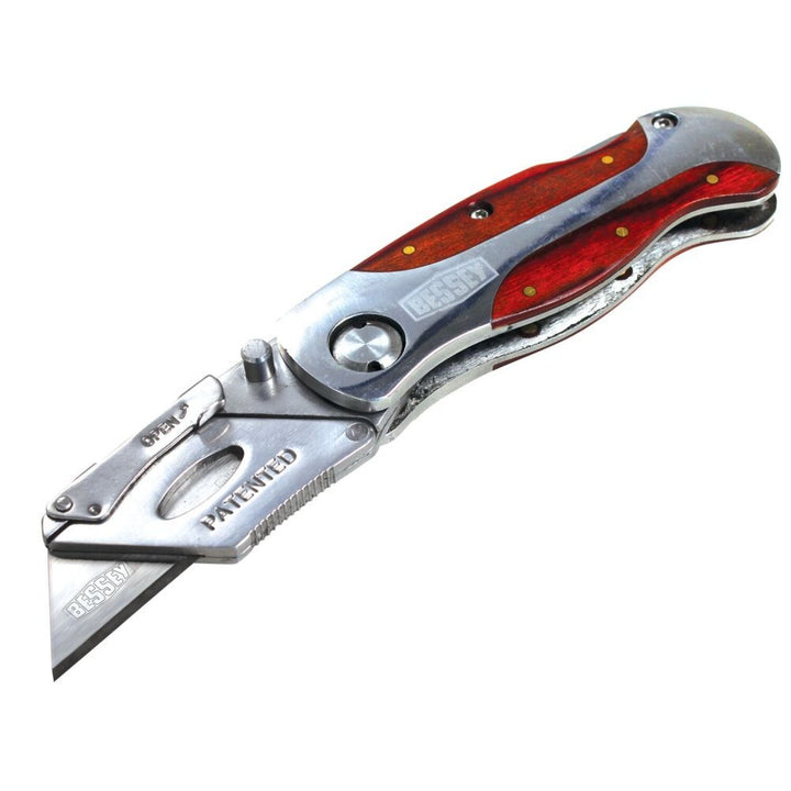 Bessey D-BKWH Knife, Folding, Locking Utility Knife- Wood handle