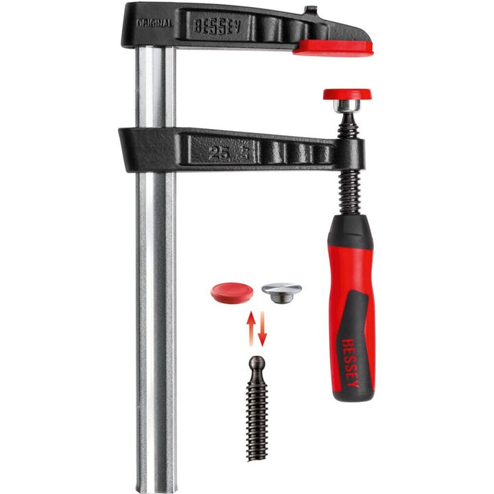 Bessey TG7.024+2K Clamp, woodworking, F-style, 2K handle, replaceable pads, 7 In. x 24 In., 1320 lb