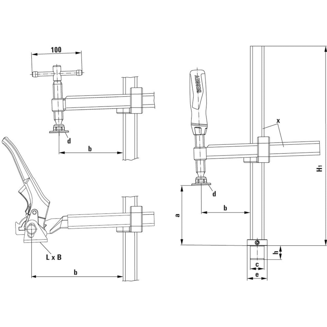 Bessey  TWV28-30-17H Table Clamp, variable, lever