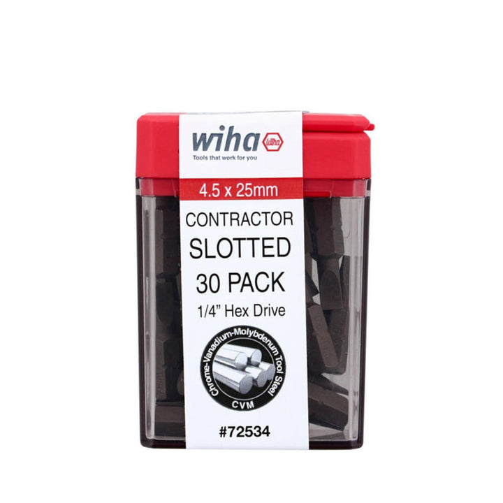 Wiha Tools 72534 Slotted Contractor Insert Bit 4.5mm x 25mm - 30 Piece