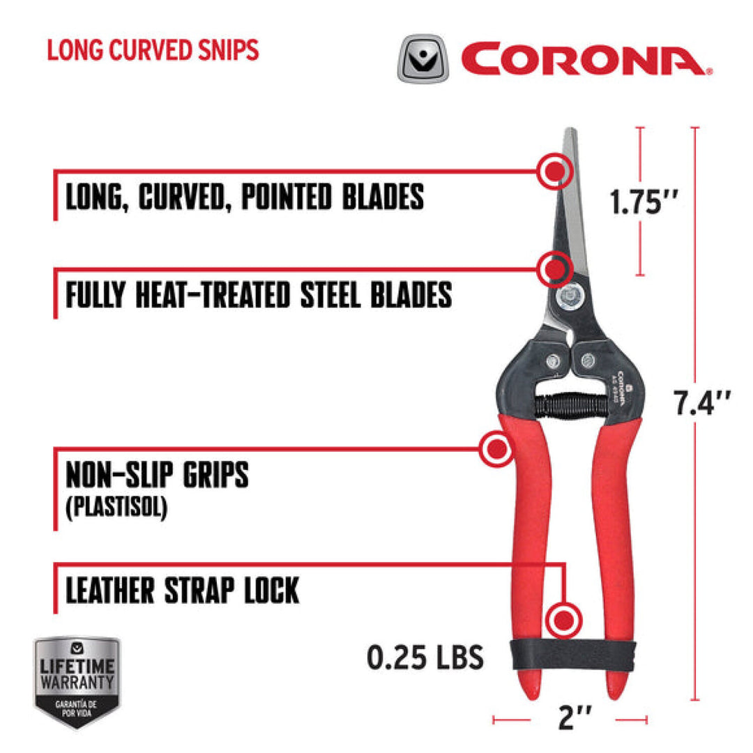 Corona AG 4940SS  Long Curved Snips - Stainless Steel, 1¾ Inch