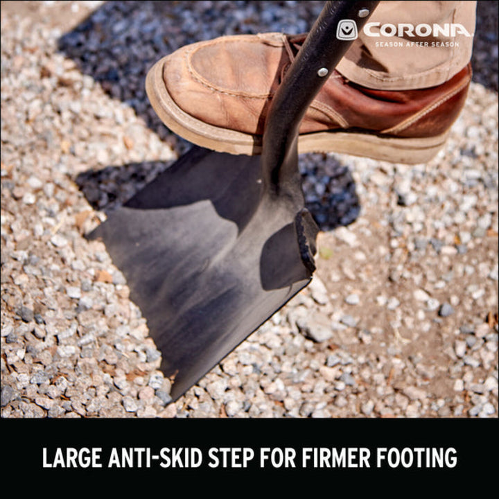 Corona SS16001 Square Point Hardwood D Grip Shovel, 14 Gauge