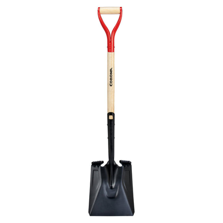 Corona SS16001 Square Point Hardwood D Grip Shovel, 14 Gauge
