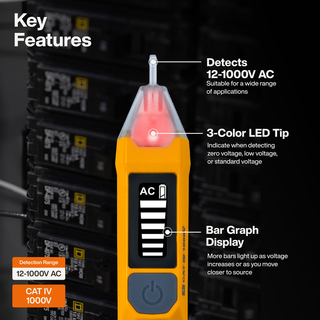 Klein Tools NCVT7 Non-Contact Voltage Tester with Signal Strength, 12-1000V AC