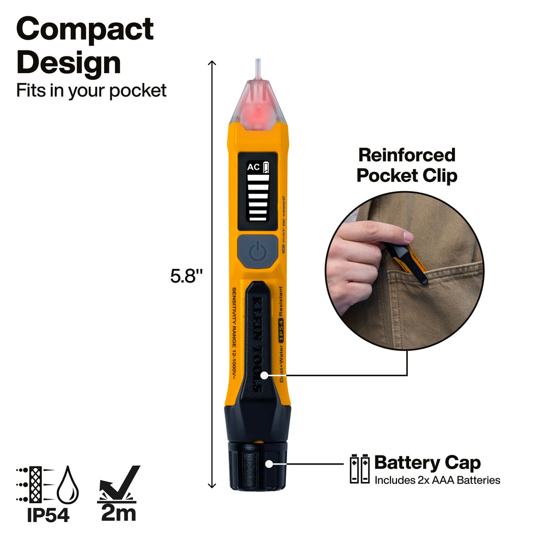 Klein Tools NCVT7 Non-Contact Voltage Tester with Signal Strength, 12-1000V AC
