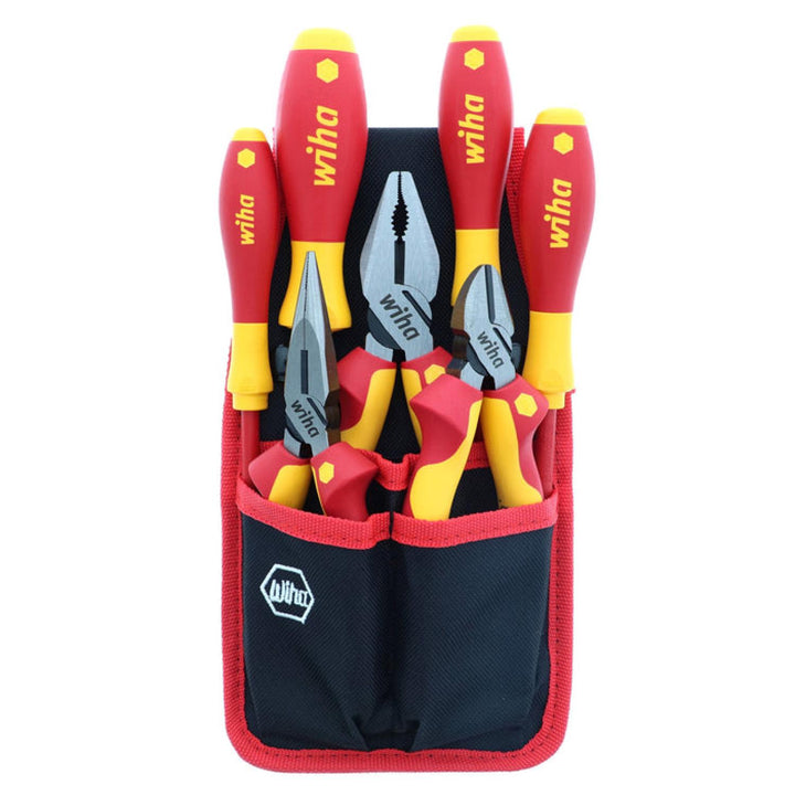 Wiha Tools 32985 Insulated Industrial Pliers / Cutters and Screwdriver Set, 7 Pc.