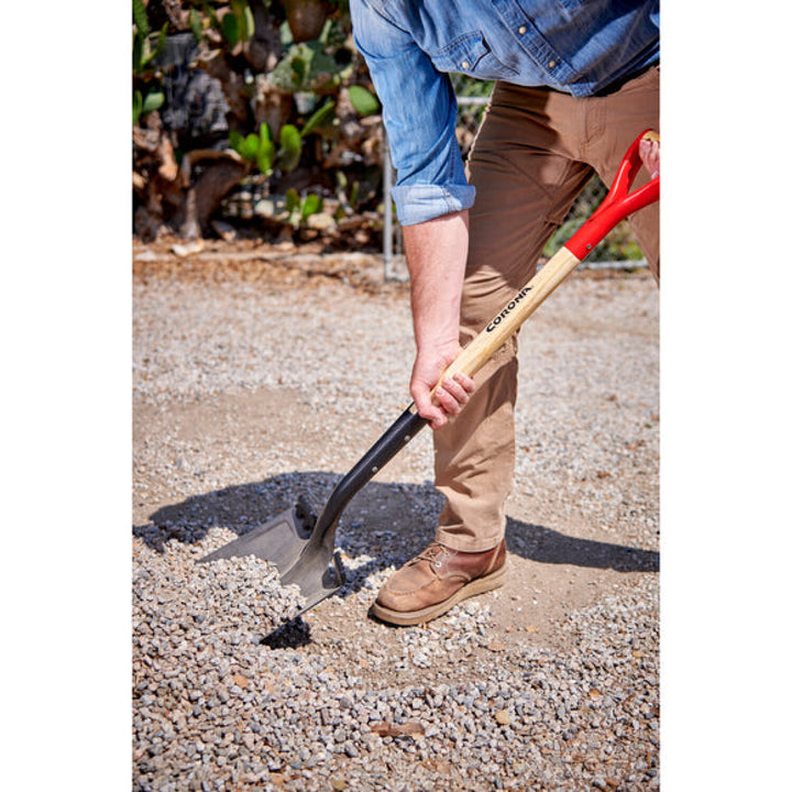 Corona SS16001 Square Point Hardwood D Grip Shovel, 14 Gauge
