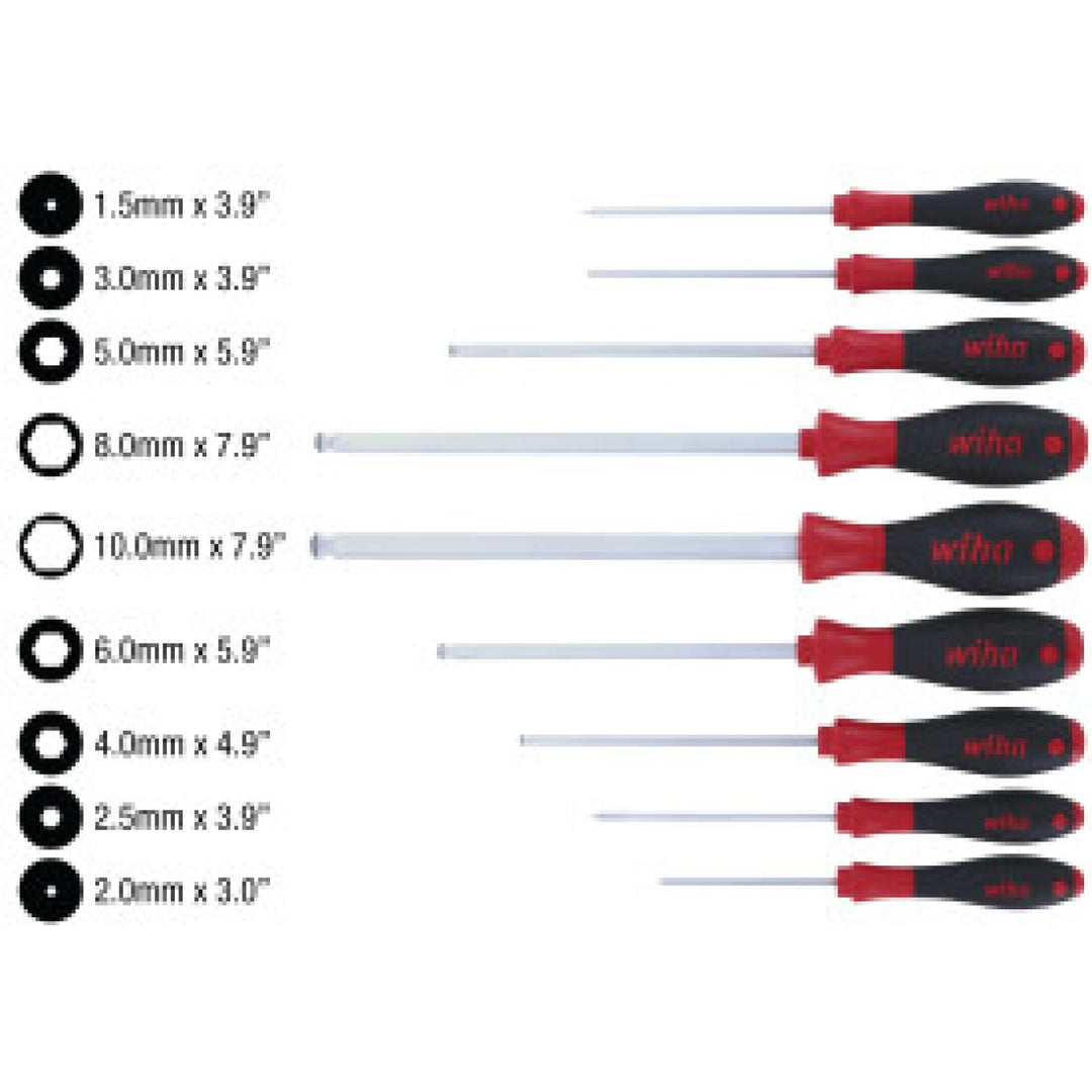 Wiha Tools 36790 MagicRing Ball End Screw Holding Hex Metric Screwdriver Set, 9 Pc.