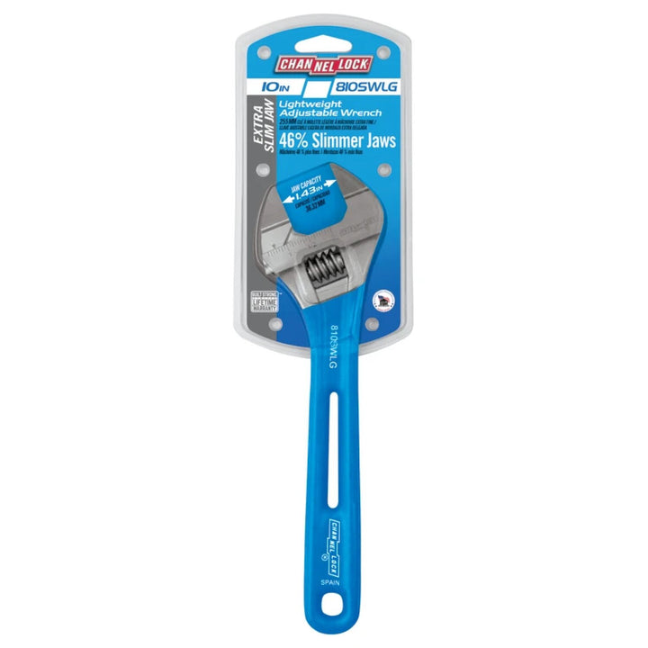 Channellock 810SWLG 10-inch Lightweight Extra Slim Jaw WideAzz® Adjustable Wrench
