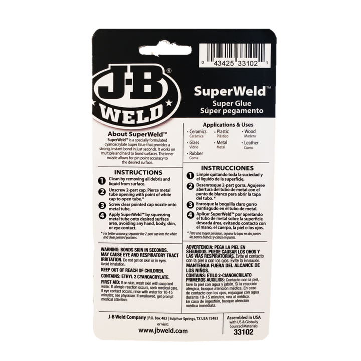 J-B Weld 33102 SuperWeld Adhesive, 2 g - 2-Pack