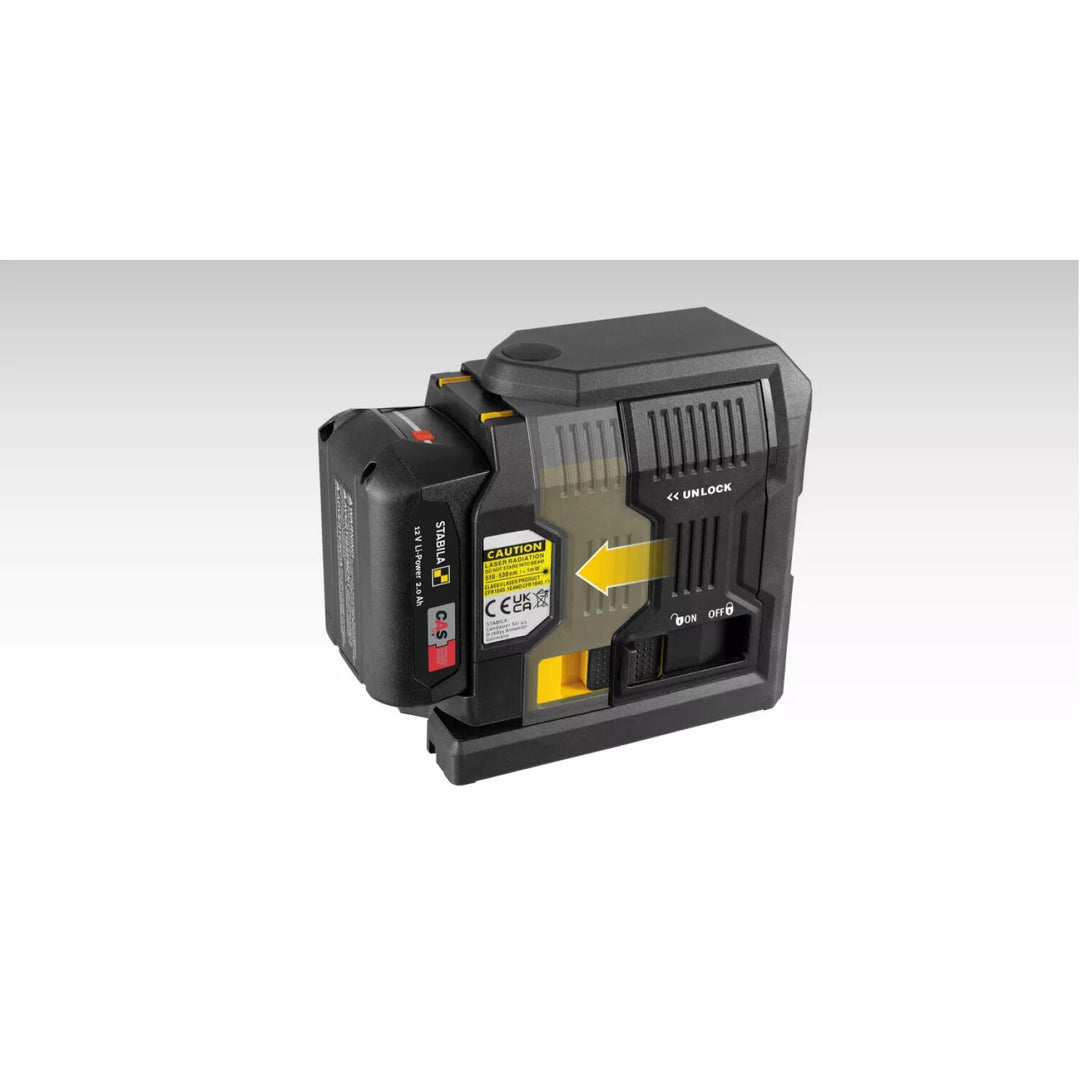 Stabila 03520 Cross-line laser LAX 500 G, 12 V system, 7-piece set, with rechargeable battery and charger