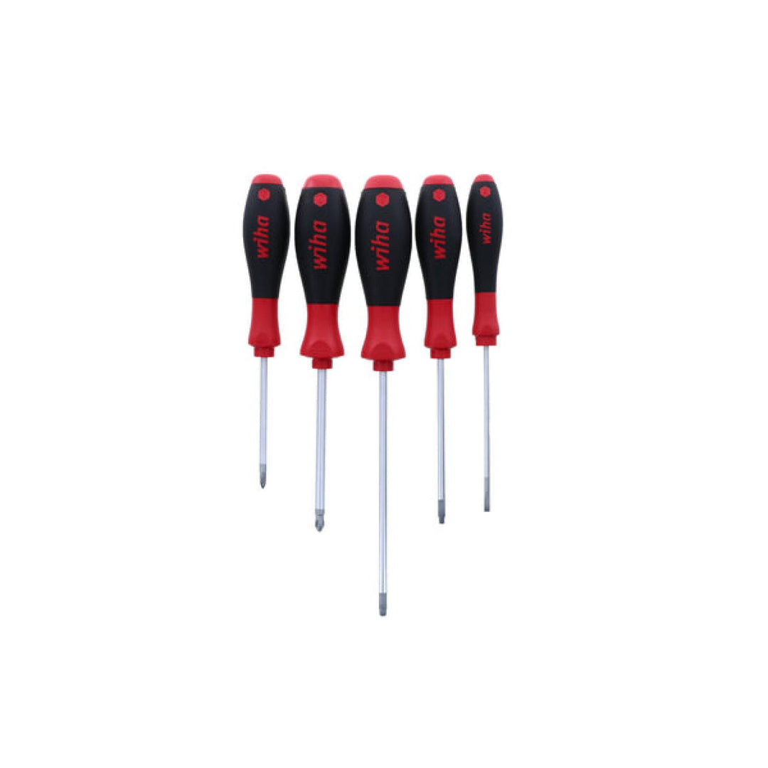 Wiha Tools 30286 5 Piece SoftFinish Slotted and Phillips and Square Screwdriver Set