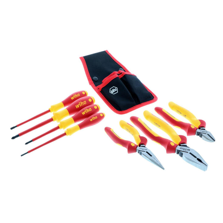 Wiha Tools 32985 Insulated Industrial Pliers / Cutters and Screwdriver Set, 7 Pc.