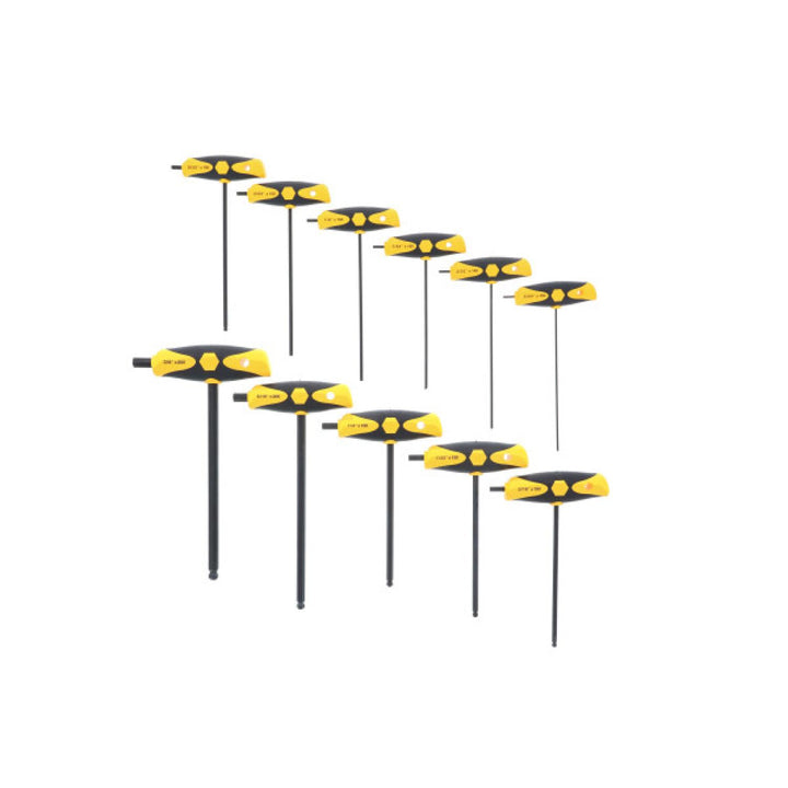 WihaTools 33494 Soft Grip Dual Drive Ball End inch Hex T-Handle 11 piece Set