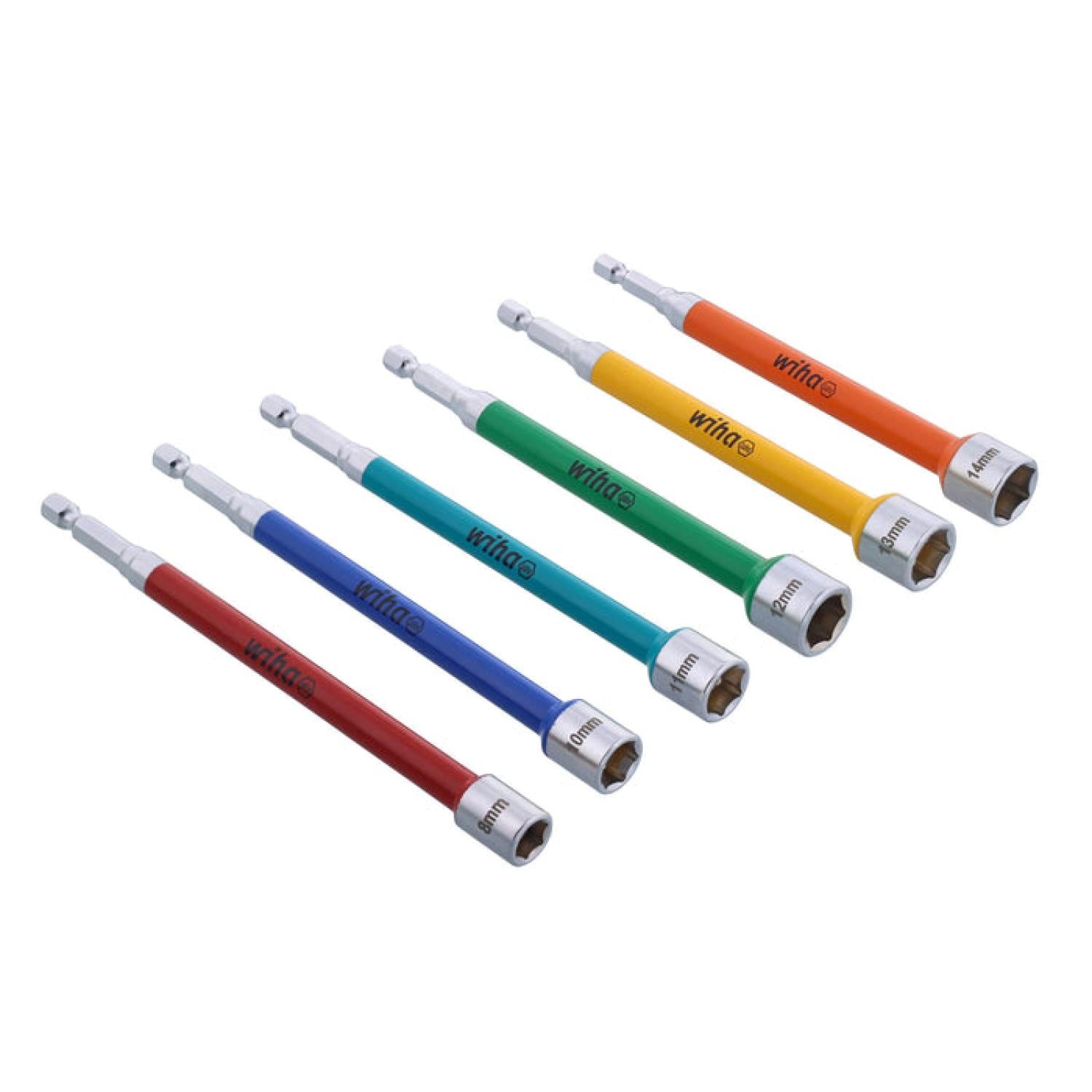 Wiha 70487 6 Piece Color Coded Magnetic Nut Setter Metric Set