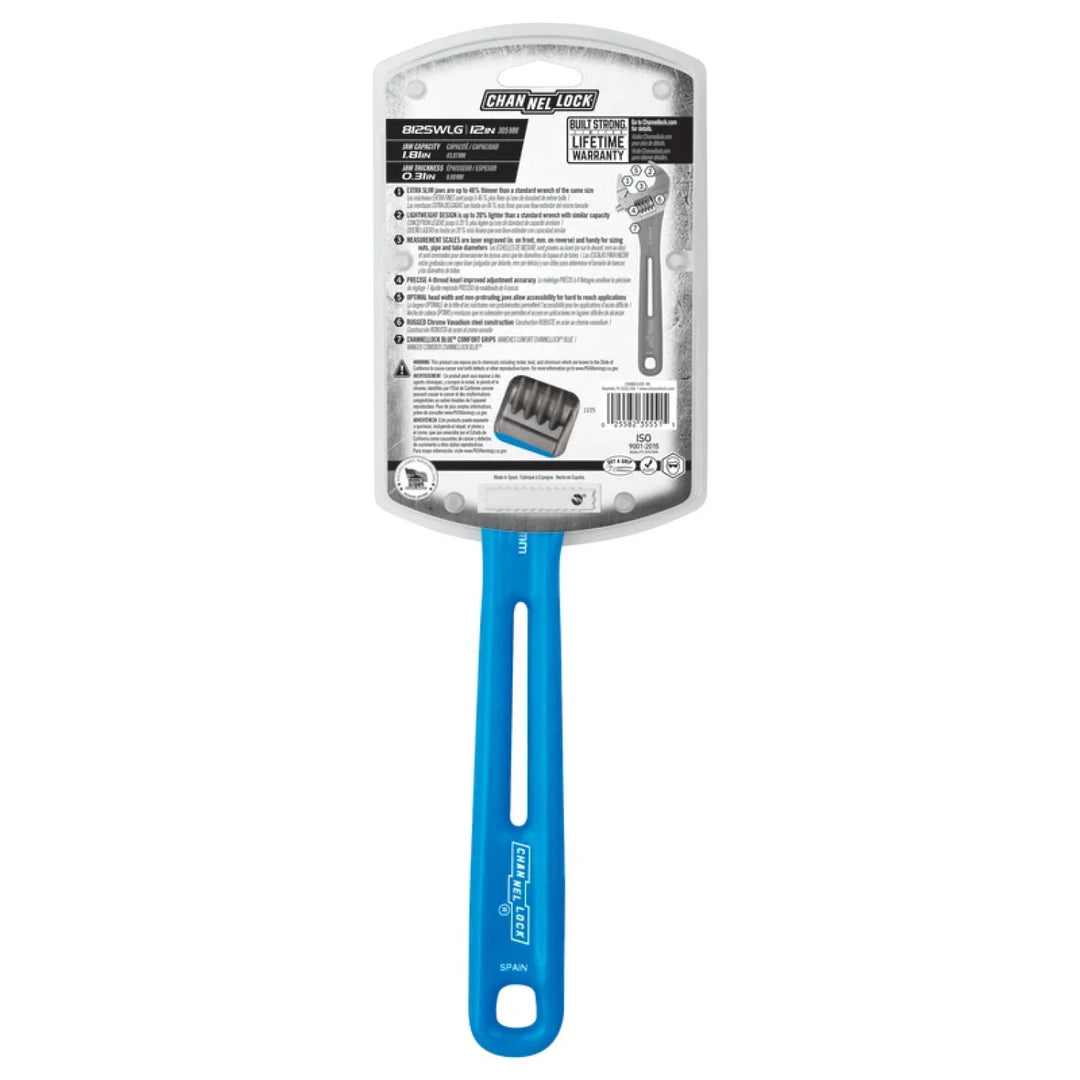 Channellock 812SWLG 12-inch Lightweight Extra Slim Jaw WideAzz® Adjustable Wrench