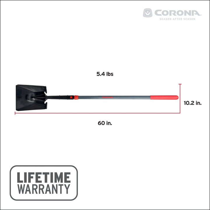 Corona SS16020 Boron Steel 14-Gauge Square Point Shovel, Fiberglass Handle