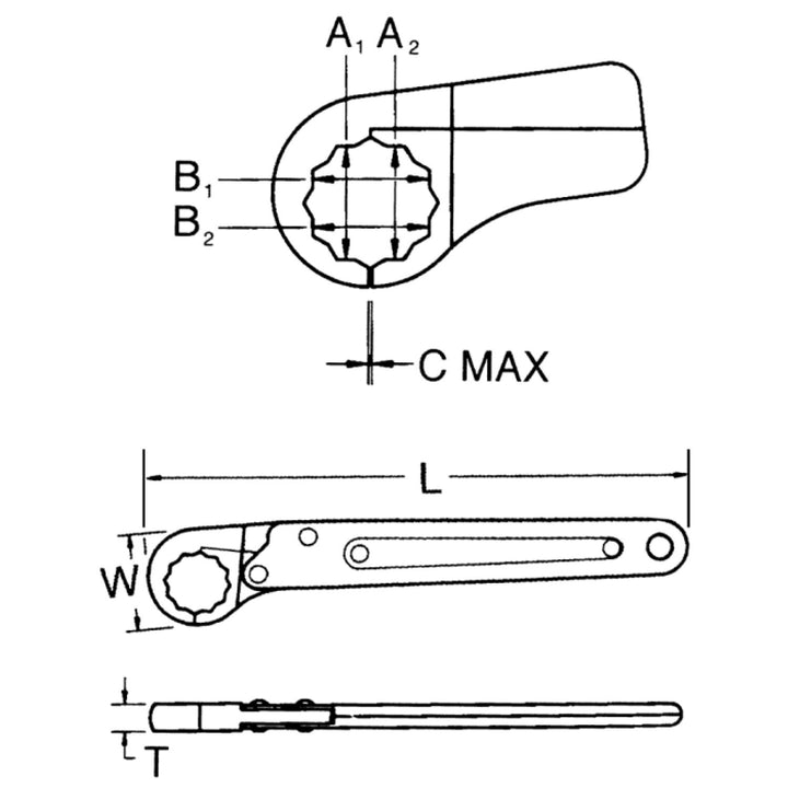 Wright Tool 1662 Ratcheting Flare Nut Wrench 12 Point Black Industrial Imperial)- 1"