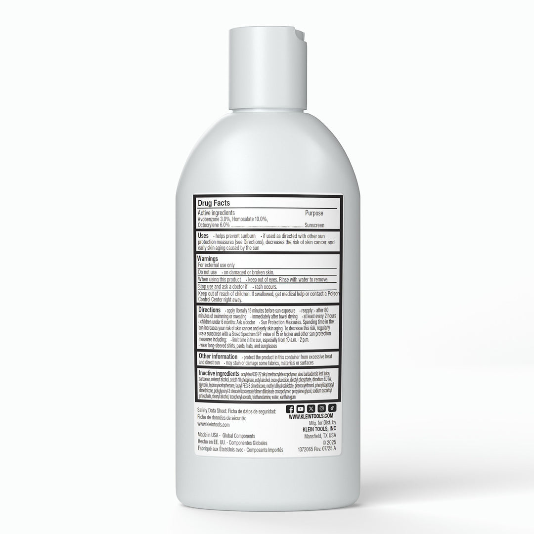 Klein Tools SPF50LOT8 Sunscreen Lotion, Broad Spectrum SPF 50, 8 FL oz, 12-Pack