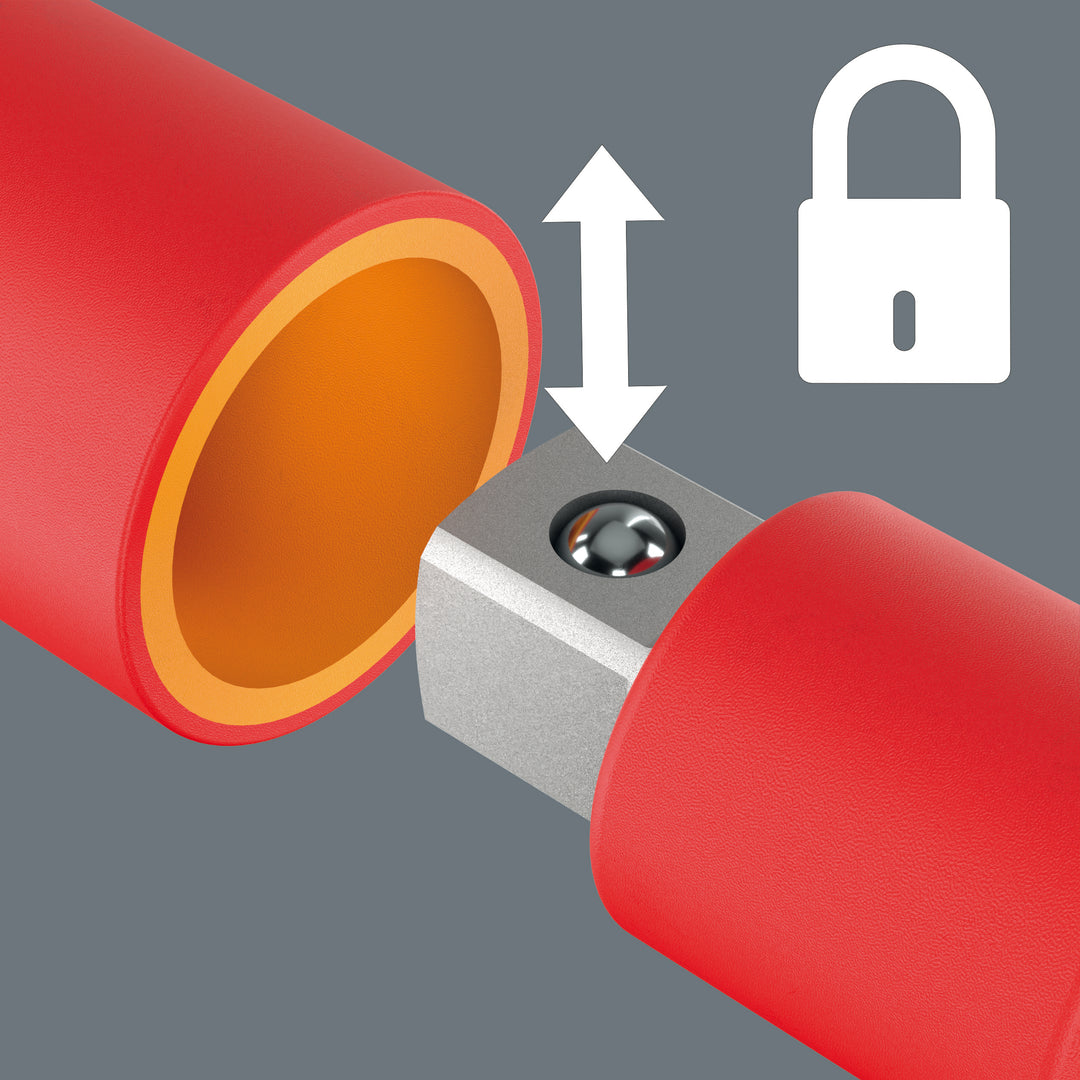 Wera 410 i VDE B RA VDE-insulated T-handle adapter screwdriver with ratchet functionality for 3/8" sockets