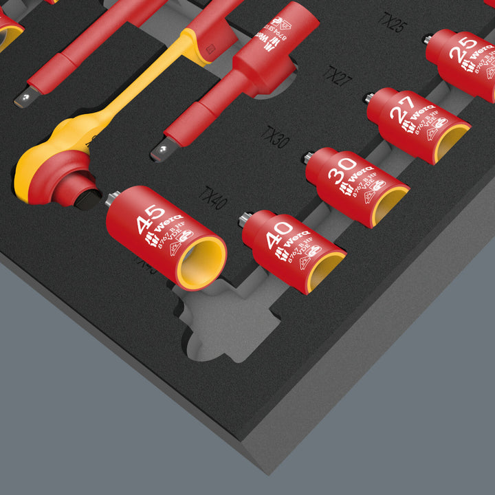 Wera 9726 Foam Insert 8007 B VDE Zyklop VDE Ratchet Set 1, 3/8", 28 Pc.