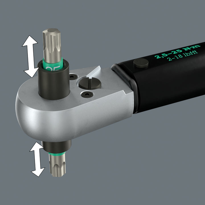 Wera Click-Torque Lock A 6 R/L Torque wrench, adjustable, Torque Lock function, continuous bit mounting (1/4"), 2.5-25 Nm