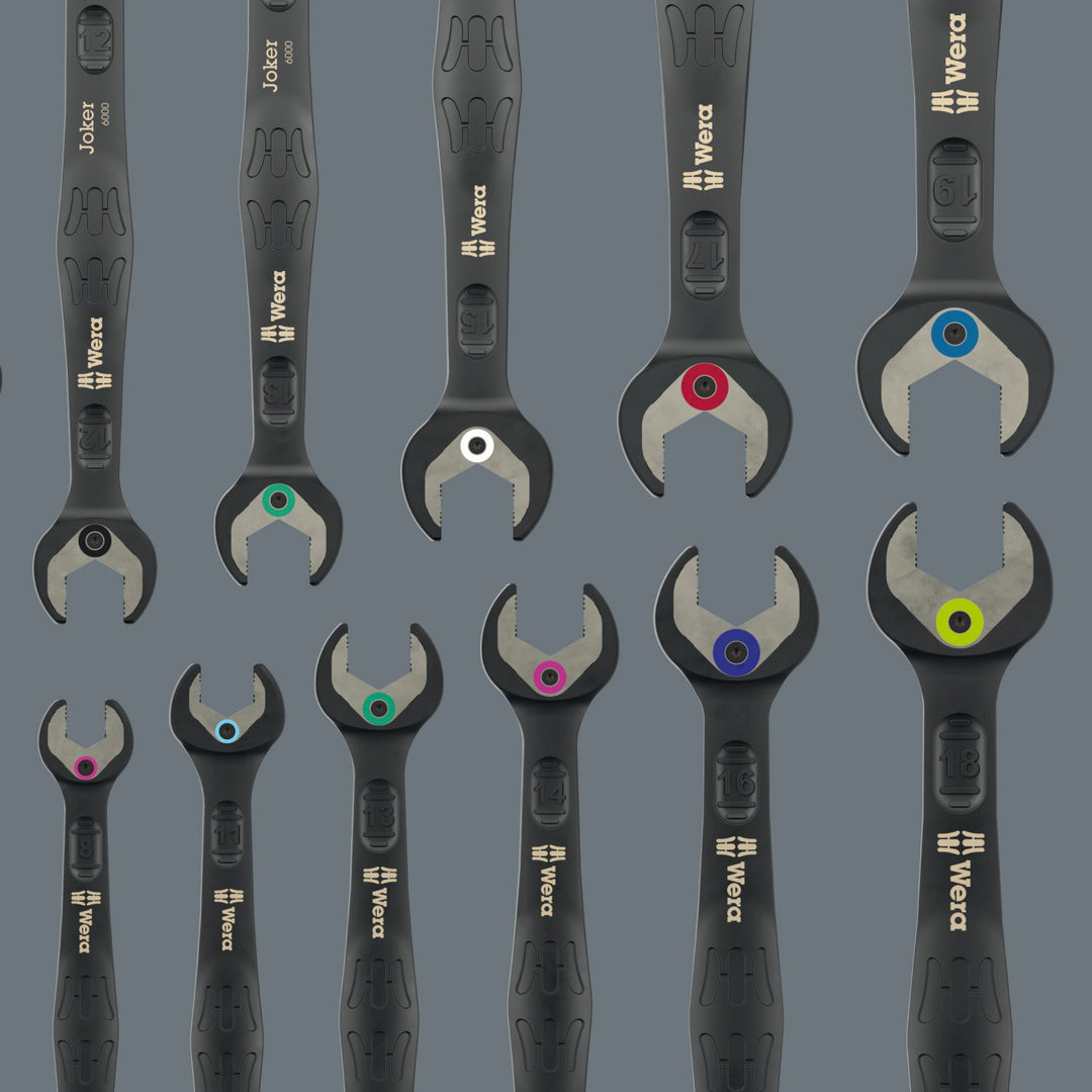 Wera 6000 Joker Black Edition 11 Set 1 Ratcheting Combination Wrenches Set, 11 Pc.