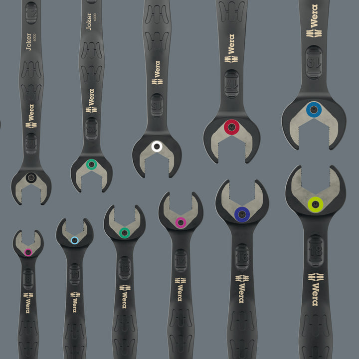 Wera 6000 Joker Black Edition 11 Set 1 Ratcheting Combination Wrenches Set, 11 Pc.