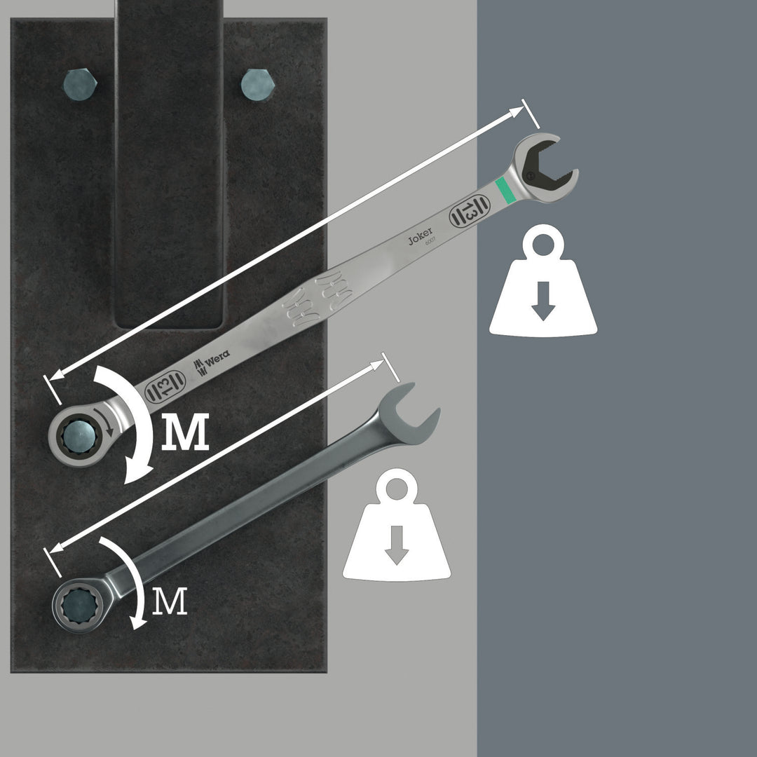Wera 6007 Joker SB Ring Ratchet Spanner, Long Design, 19 x 334 mm