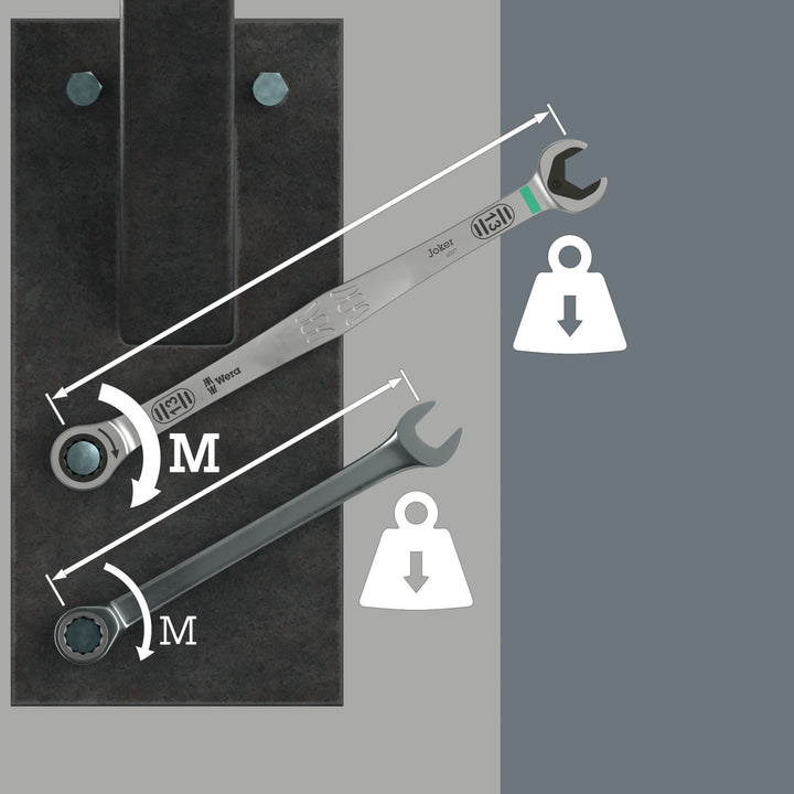 Wera 6007 Joker SB Ring Ratchet Spanner, Long Design, 13 x 245 mm